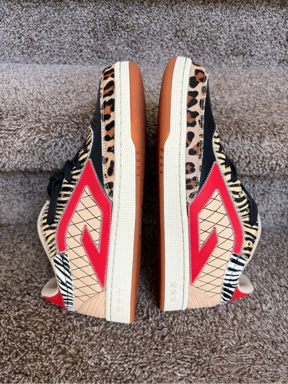 THE GOOD ALWAYS WINS Red and Tan Men’s Animal Print Sneakers